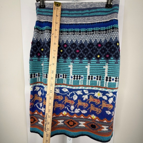 Anthropologie HWR Wool Blend Sweater Pencil Skirt Magenta/Hot Pink Accents‎ Sz S - Picture 9 of 12